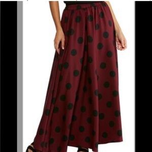 Cato-3X Plus Size-Wine and Black Polka Dot Maxi Skirt-Size 22/24